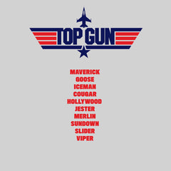 Top Gun Adult T-shirt Maverick Goose Iceman Cougar Hollywood Jester Merlin Sundown Slider Viper - Kuzi Tees
