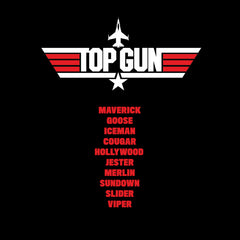 Top Gun Adult T-shirt Maverick Goose Iceman Cougar Hollywood Jester Merlin Sundown Slider Viper - Kuzi Tees