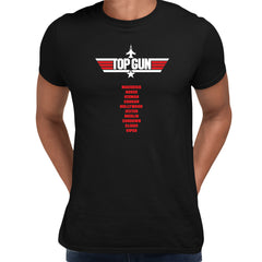 Top Gun Adult T-shirt Maverick Goose Iceman Cougar Hollywood Jester Merlin Sundown Slider Viper - Kuzi Tees