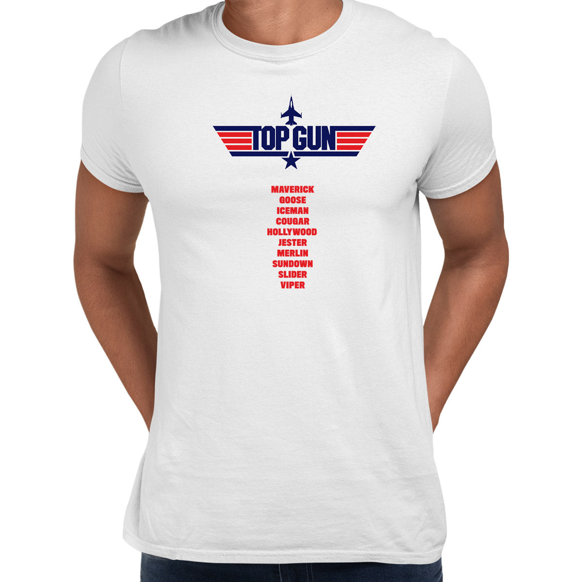 Top Gun Adult T-shirt Maverick Goose Iceman Cougar Hollywood Jester Merlin Sundown Slider Viper - Kuzi Tees