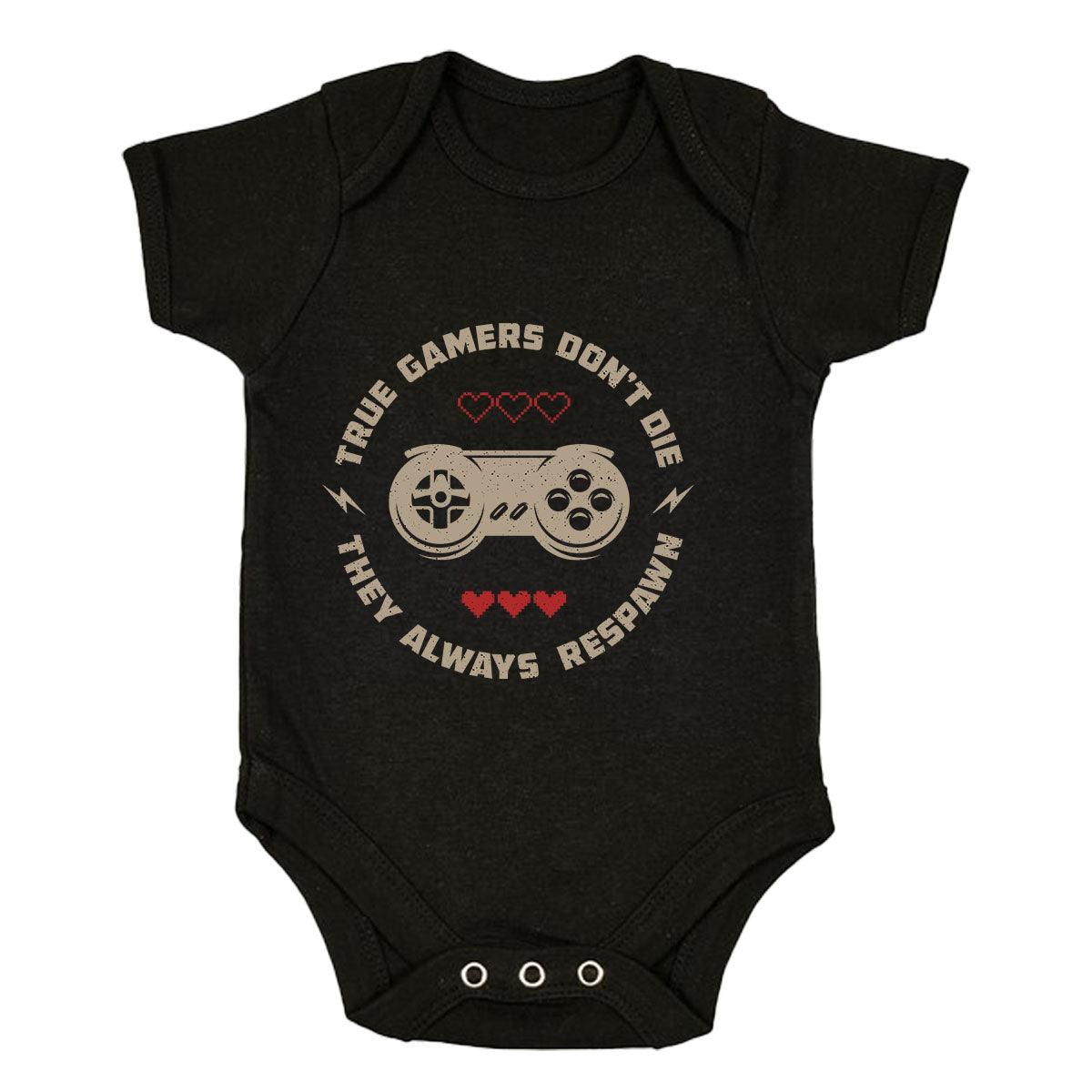 Gaming T-Shirt Old School Gamer Retro Video Game True Gamer Respawn Baby & Toddler Body Suit - Kuzi Tees