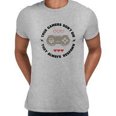Mens Gaming T-Shirt Old School Gamer Retro Video Game True Gamer Respawn Unisex T-Shirt - Kuzi Tees