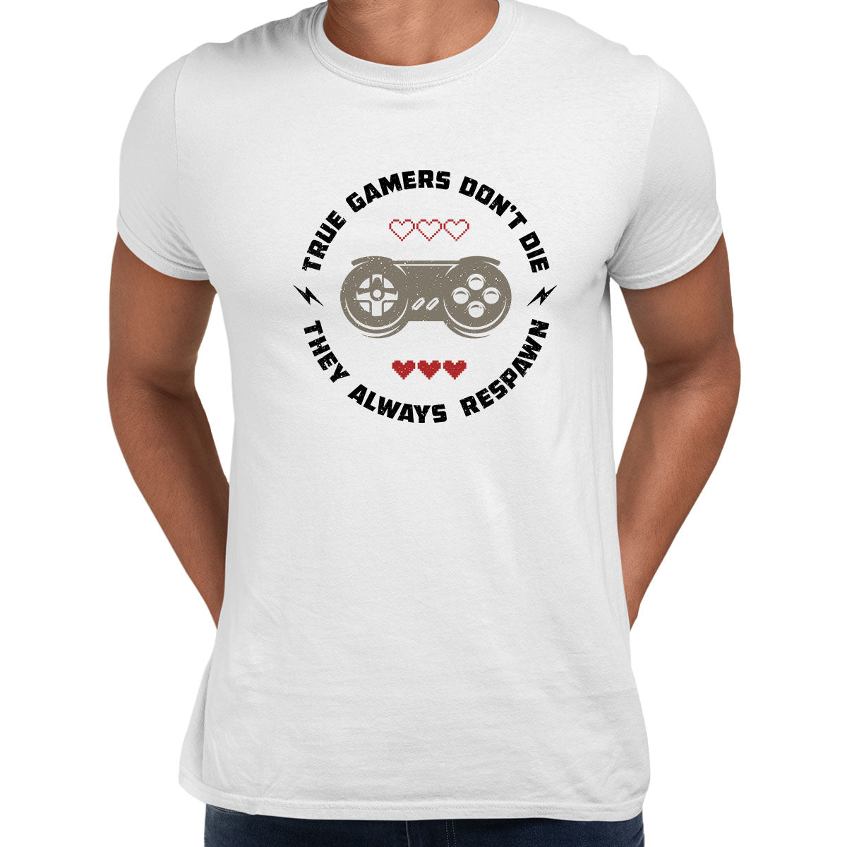 Mens Gaming T-Shirt Old School Gamer Retro Video Game True Gamer Respawn Unisex T-Shirt - Kuzi Tees