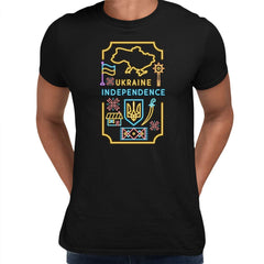 Independent Ukraine National Symbols Neon Black T-shirt - Kuzi Tees