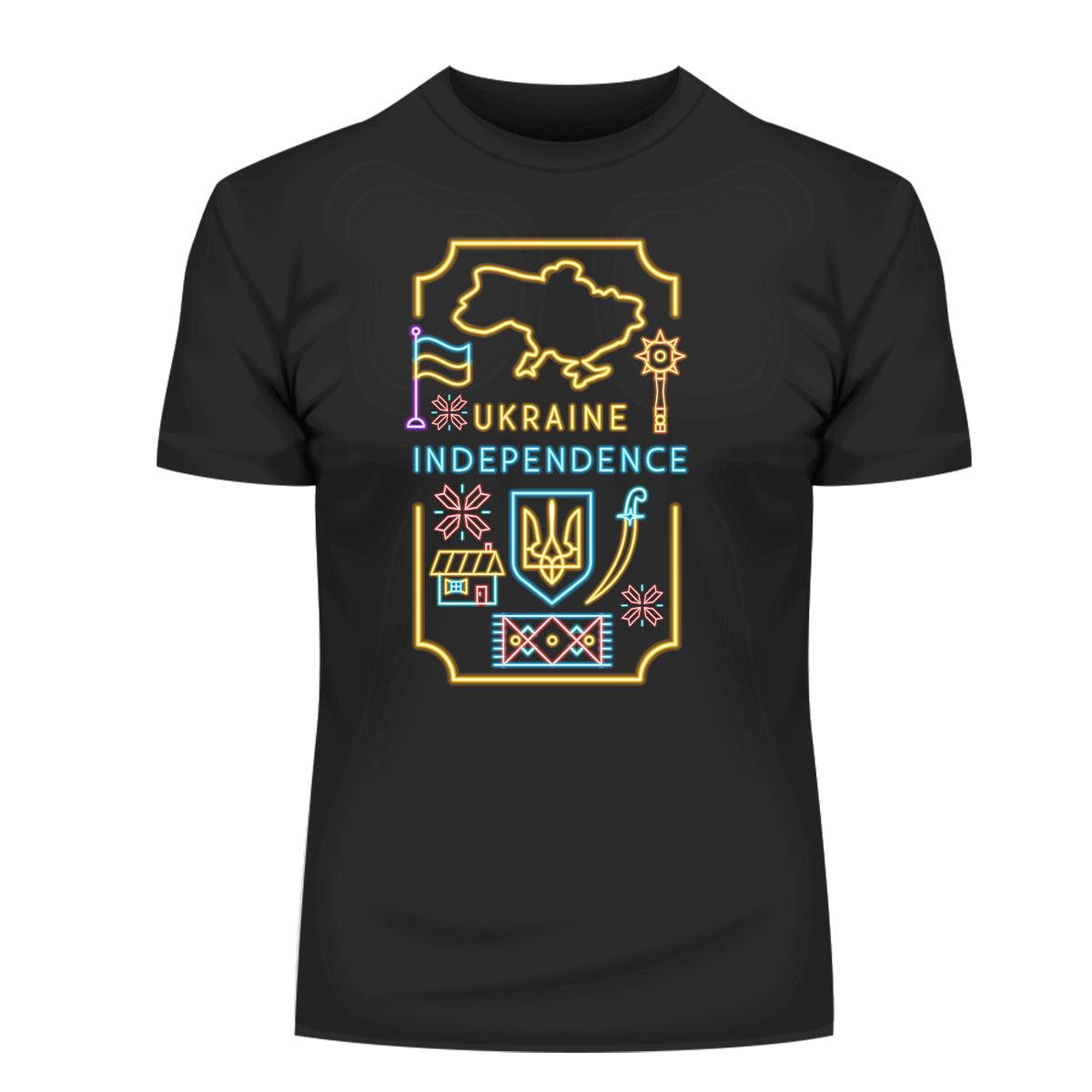 Independent Ukraine National Symbols Neon Black T-shirt - Kuzi Tees