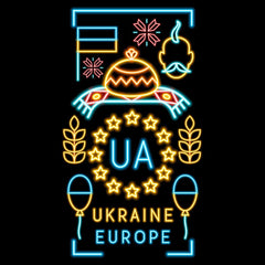 I Stand With Ukraine Neon Glow Kids T-Shirt Ukrainian Support Ukraine War - Kuzi Tees