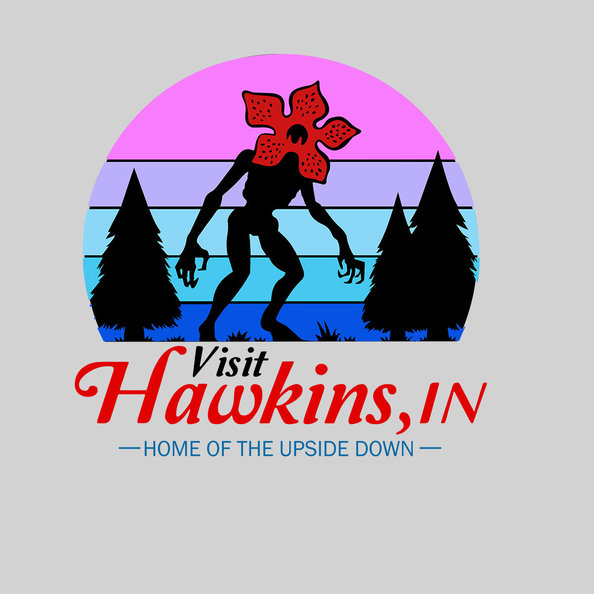 Upside Down Demogorgon Vintage Stranger Things Visit Hawkins T-shirt