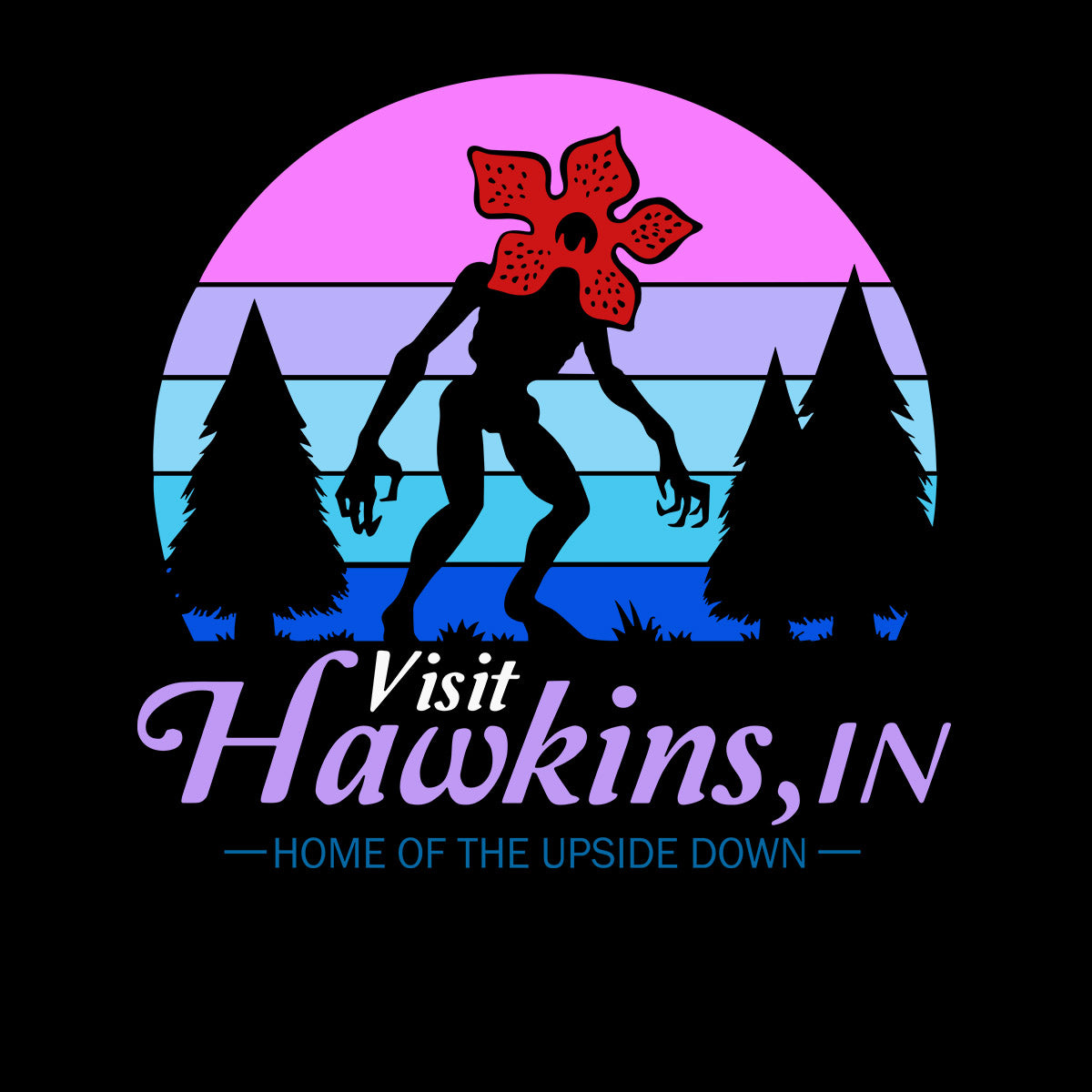 Upside Down T-shirt Demogorgon Vintage Stranger Things Visit Hawkins 