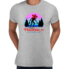 Upside Down Demogorgon Vintage Stranger Things Visit Hawkins Grey T-shirt