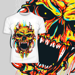 Urban Graffiti Demon Skull Heart Hearted T-Shirt - Kuzi Tees