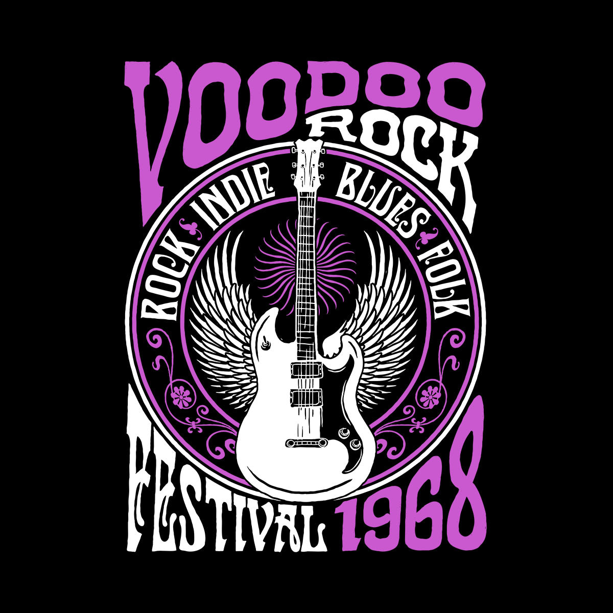 Voodoo Rock Festival 68 Retro Indie Blues Vintage Graphic Print Typography Unisex Tank Top - Kuzi Tees