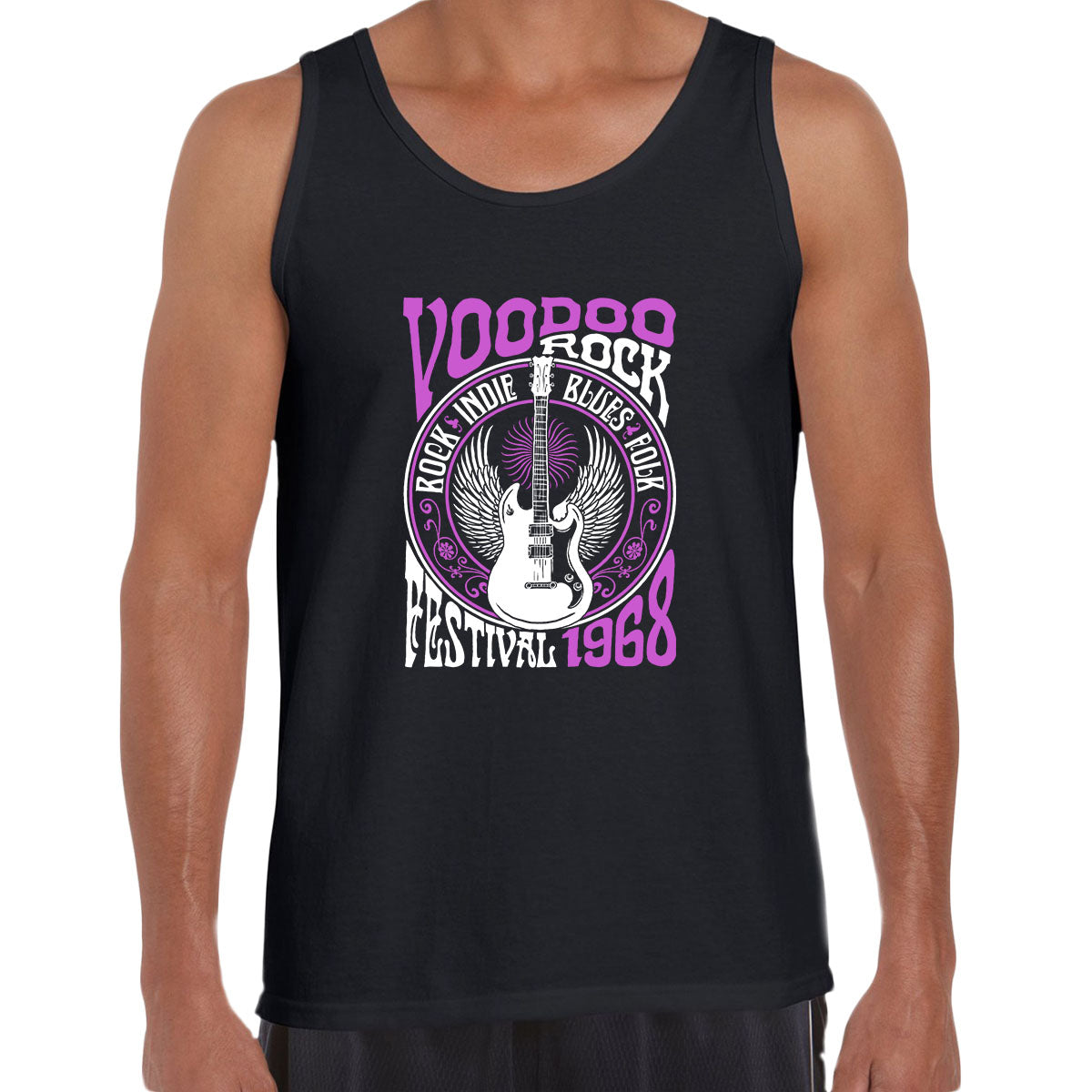 Voodoo Rock Festival 68 Retro Indie Blues Vintage Graphic Print Typography Unisex Tank Top - Kuzi Tees