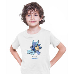 Wartortle Japanese style Pokemon Birthday Gift Typography T-shirt for Kids - Kuzi Tees