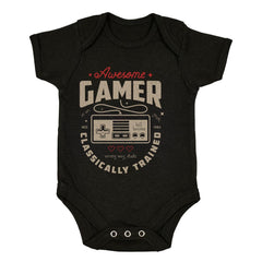 Gaming T-Shirt Old School Gamer Retro Video Game Awesome Player Baby & Toddler Body Suit - Kuzi Tees