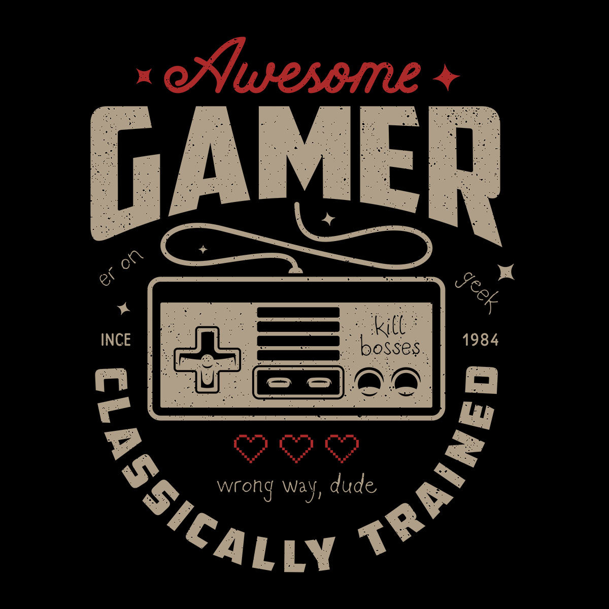 Mens Gaming T-Shirt Old School Gamer Retro Video Game Awesome Player Unisex T-Shirt - Kuzi Tees