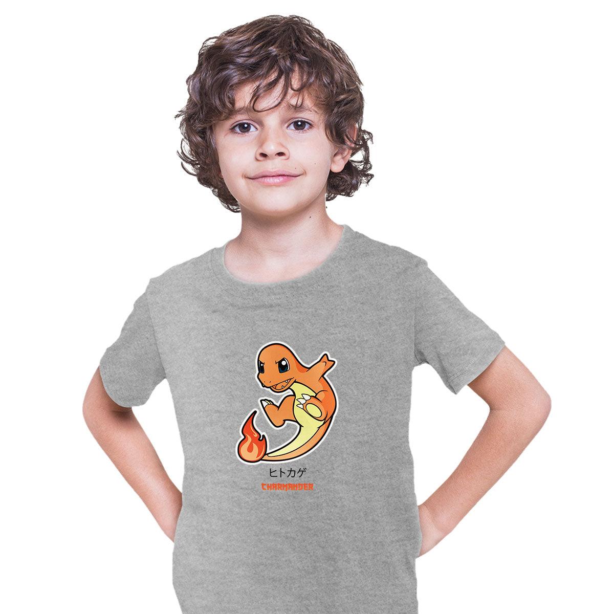 Charmander Japanese style Pokemon Culture geek Typography T-shirt for Kids - Kuzi Tees