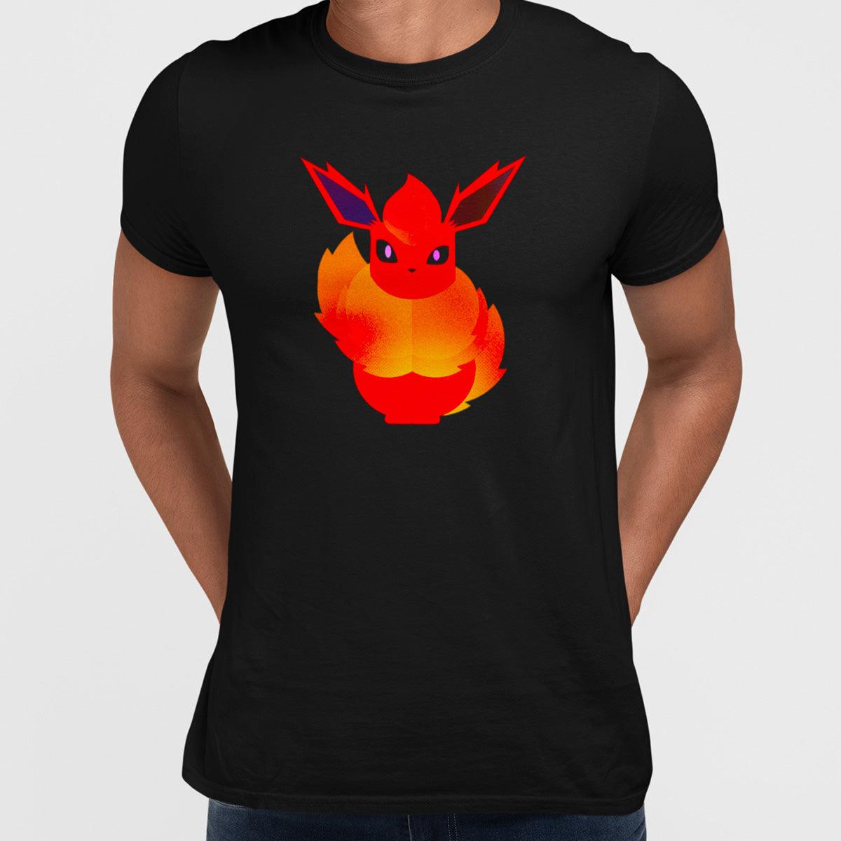 Flareon Flame and Fire & Flame Pokemon Go Generation One Black Crew Neck T-shirt - Kuzi Tees