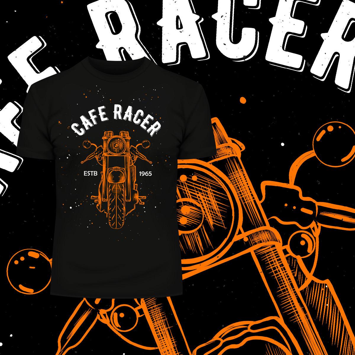 Cafe Racer With Sketch Of Motorcycle Minimal Design - Kuzi Tees