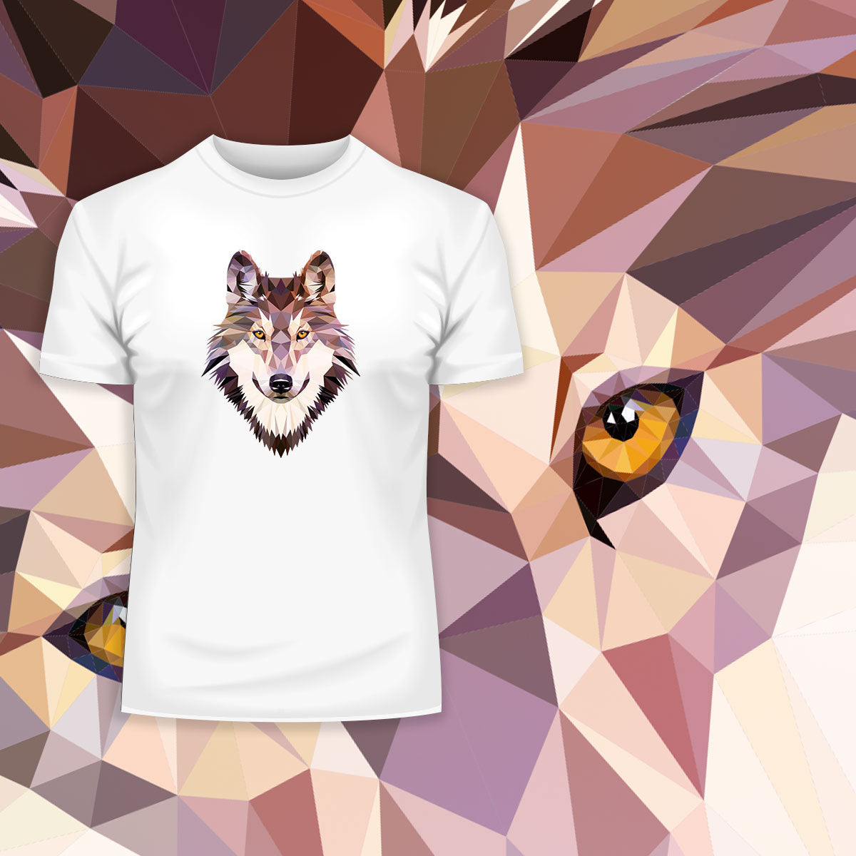 Low Poly Triangular Wolf Head Polygonal Trendy Style - Kuzi Tees