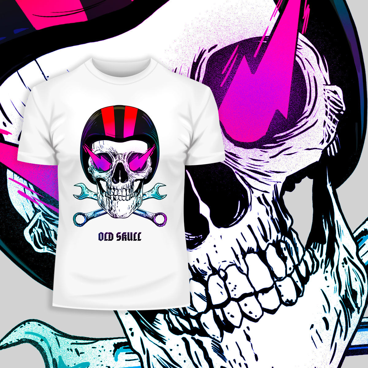 Old Skull Biker Helmet Harley T-shirts with an Attitude For men and women - Kuzi Tees