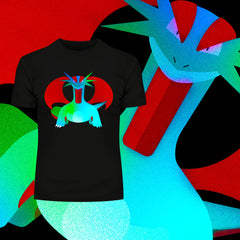 Salamence - Dual-Type Dragon Flying Pokemon Go Crew Neck Black T-Shirt - Kuzi Tees