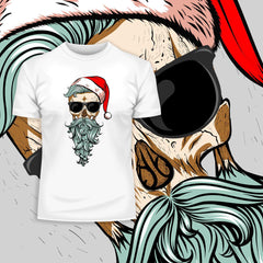 Christmas Santa Hipster Skull With The Glasses - Kuzi Tees