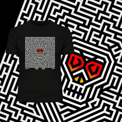 Halloween Death Maze Male Female Unisex festive Black White T-shirt - Kuzi Tees