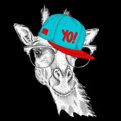 Hip Hop T-Shirt Giraffe with the Glasses and Hat - Kuzi Tees