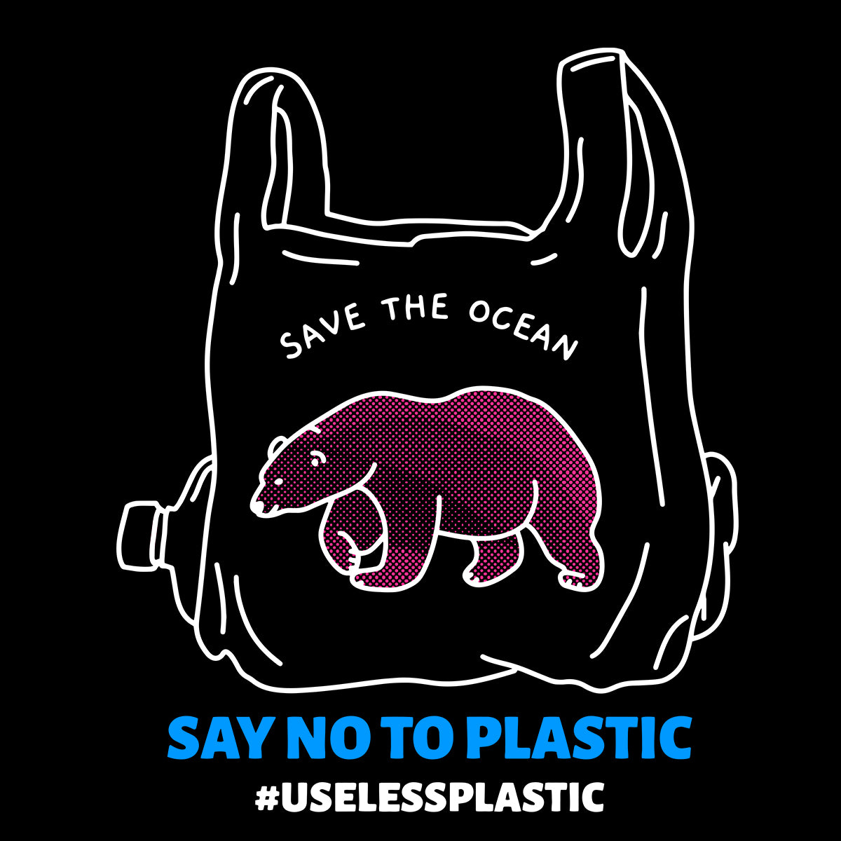 Say No to Plastic Save Polar Bears -  Eco T-Shirt Collection - Kuzi Tees