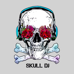 Skull DJ  Flowers and Headphones T-shirts with an Attitude For men and women - Kuzi Tees