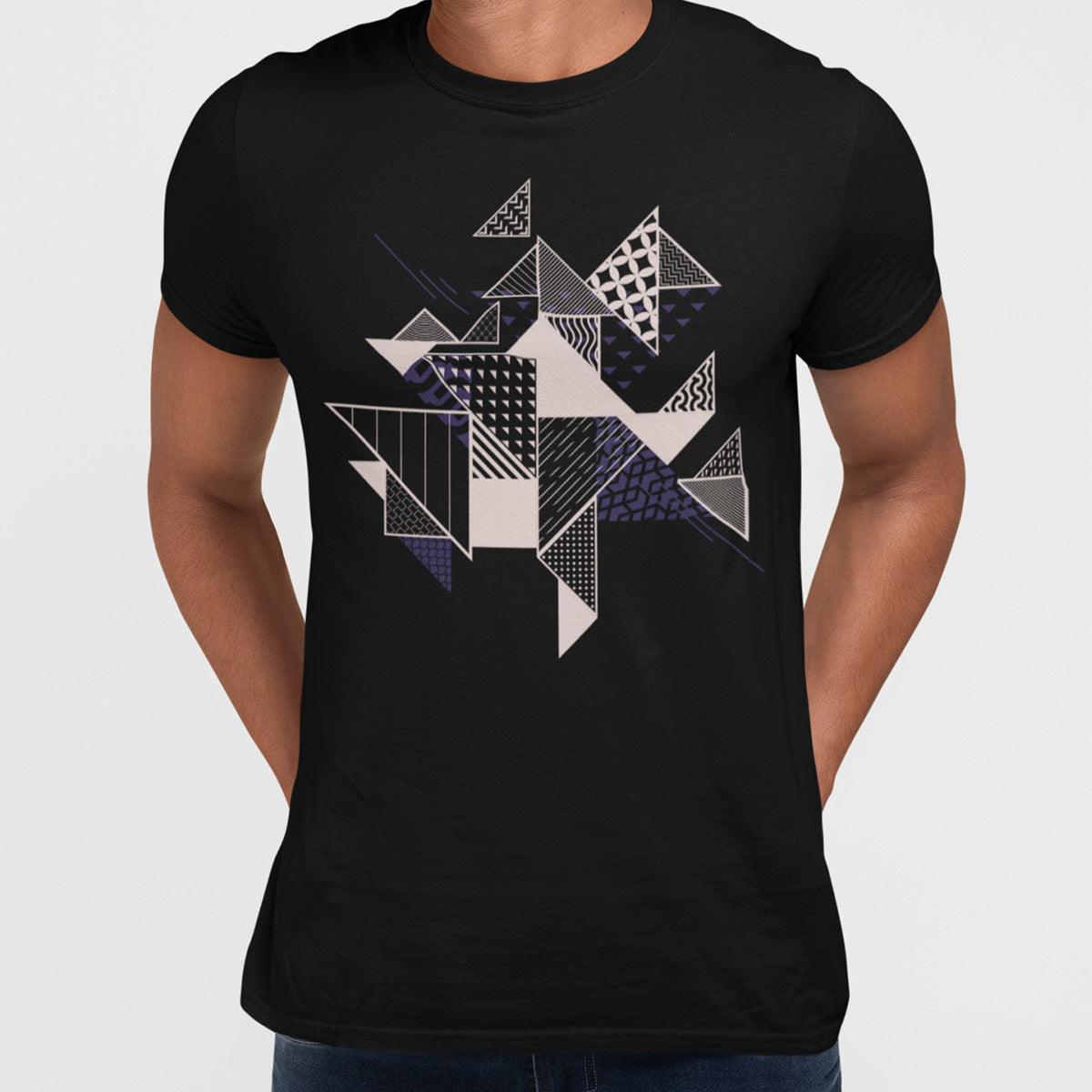 Abstract Flat Art Background With Geometric Elements Crew Neck  Tee - Kuzi Tees