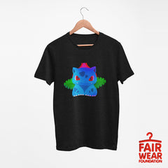 Ivysaur Dual-Type Grass Poison Pokémon Go Crew Neck Black T-Shirt - Kuzi Tees