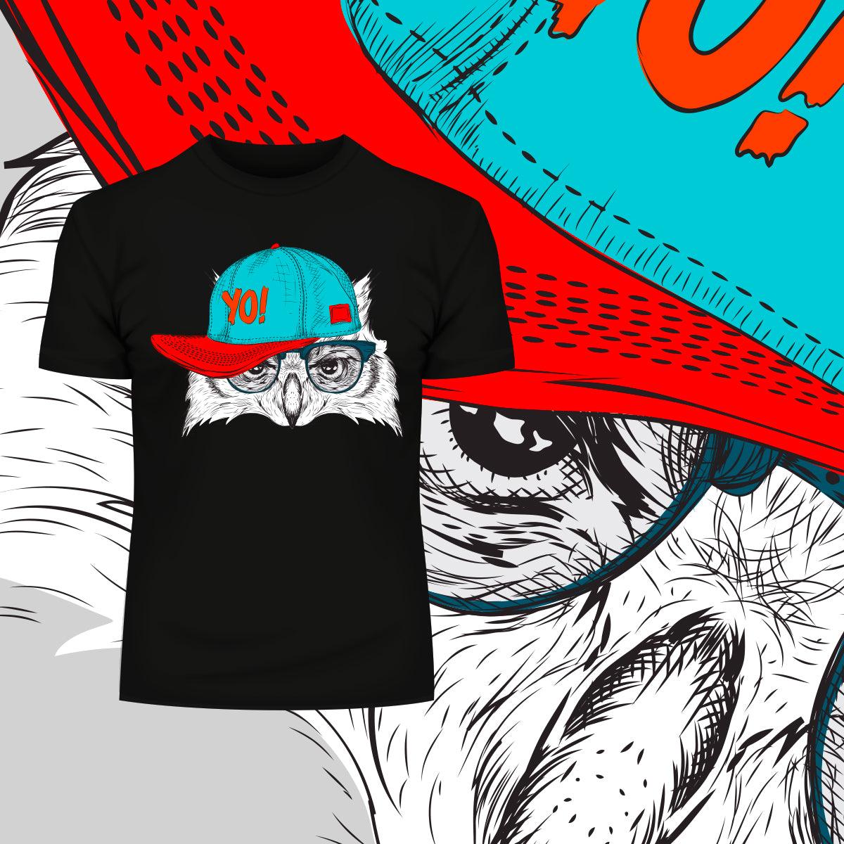 Hip Hop T-Shirt Owl with the Hat - Kuzi Tees