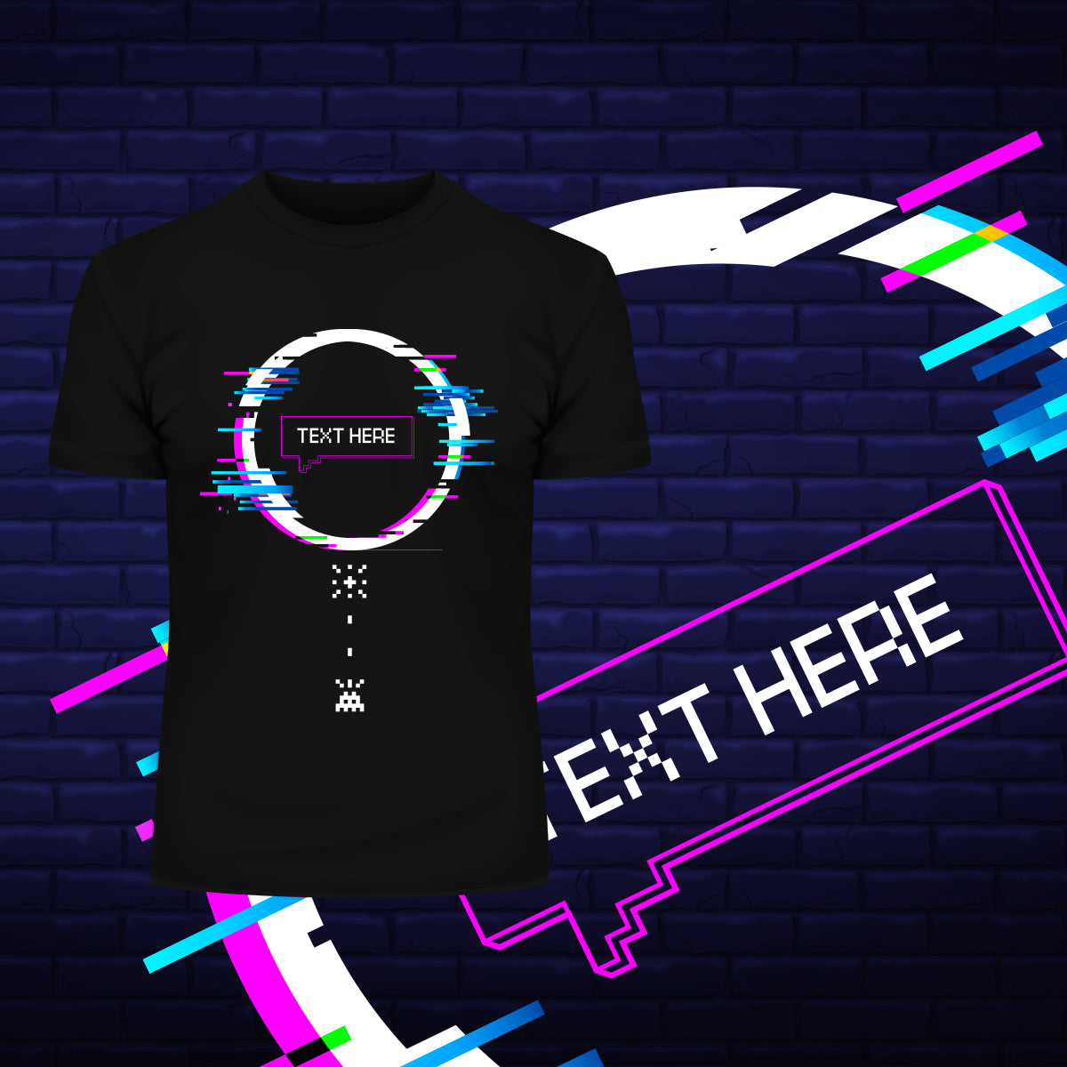 Text Here 8 Bit Shooter -Cool Retro Collection T-Shirt - Kuzi Tees