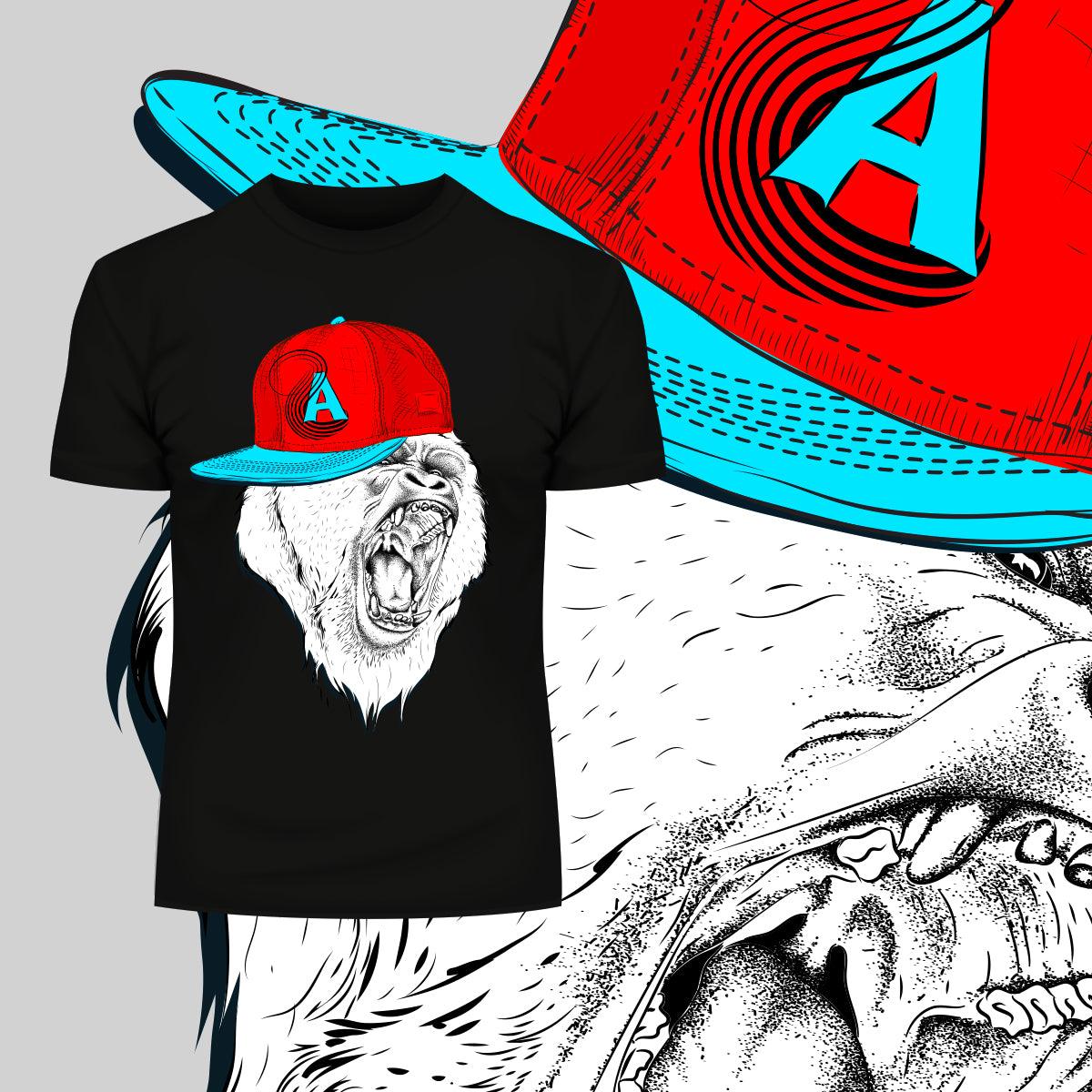 Hip Hop T-Shirt Gorilla with the Hat - Kuzi Tees