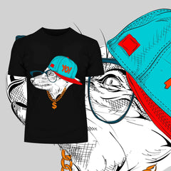 Hip Hop T-Shirt Fox with the Hat - Kuzi Tees