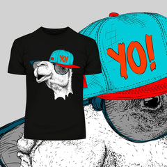 Hip Hop T-Shirt Camel with the Glasses and Hat - Kuzi Tees