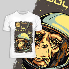 Go Chimp Astronaut T-Shirt With An Attitude - Kuzi Tees