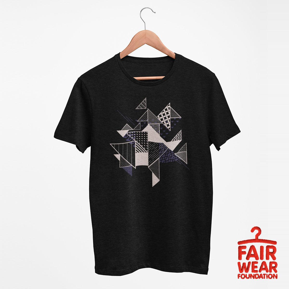 Abstract Flat Art Background With Geometric Elements Crew Neck  Tee - Kuzi Tees