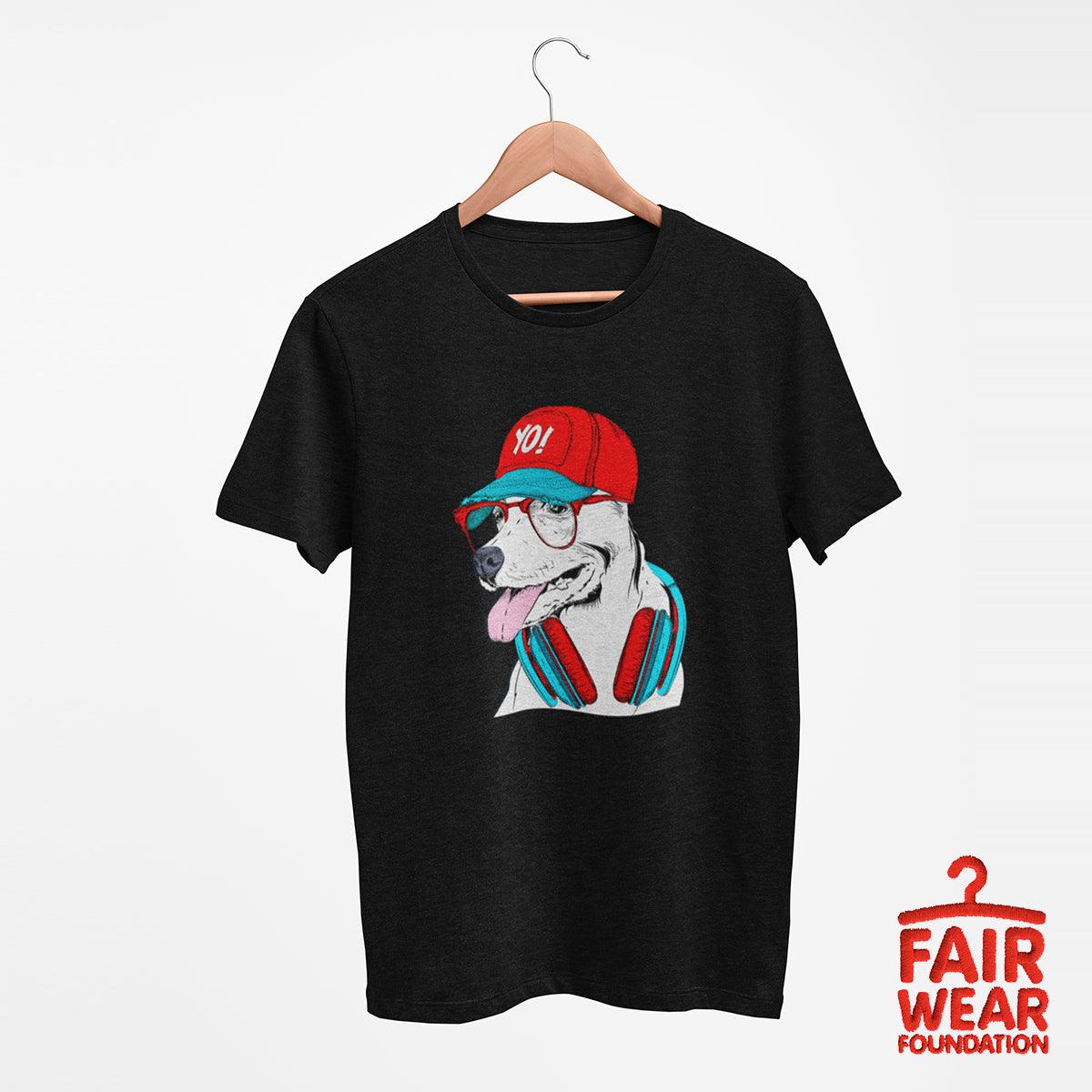 Hip Hop T-Shirt Dog with the Glasses and Hat - Kuzi Tees