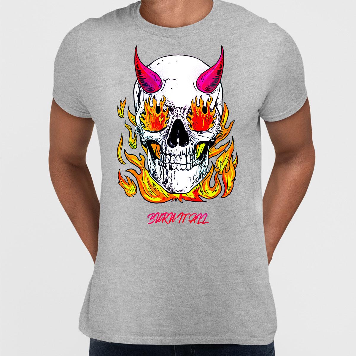 Brutal Skull Hell and Devil Flames T-shirts with an Attitude For men and women - Kuzi Tees