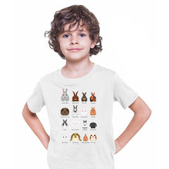 Rabbits breeds chart Typography T-shirt for Kids - Kuzi Tees