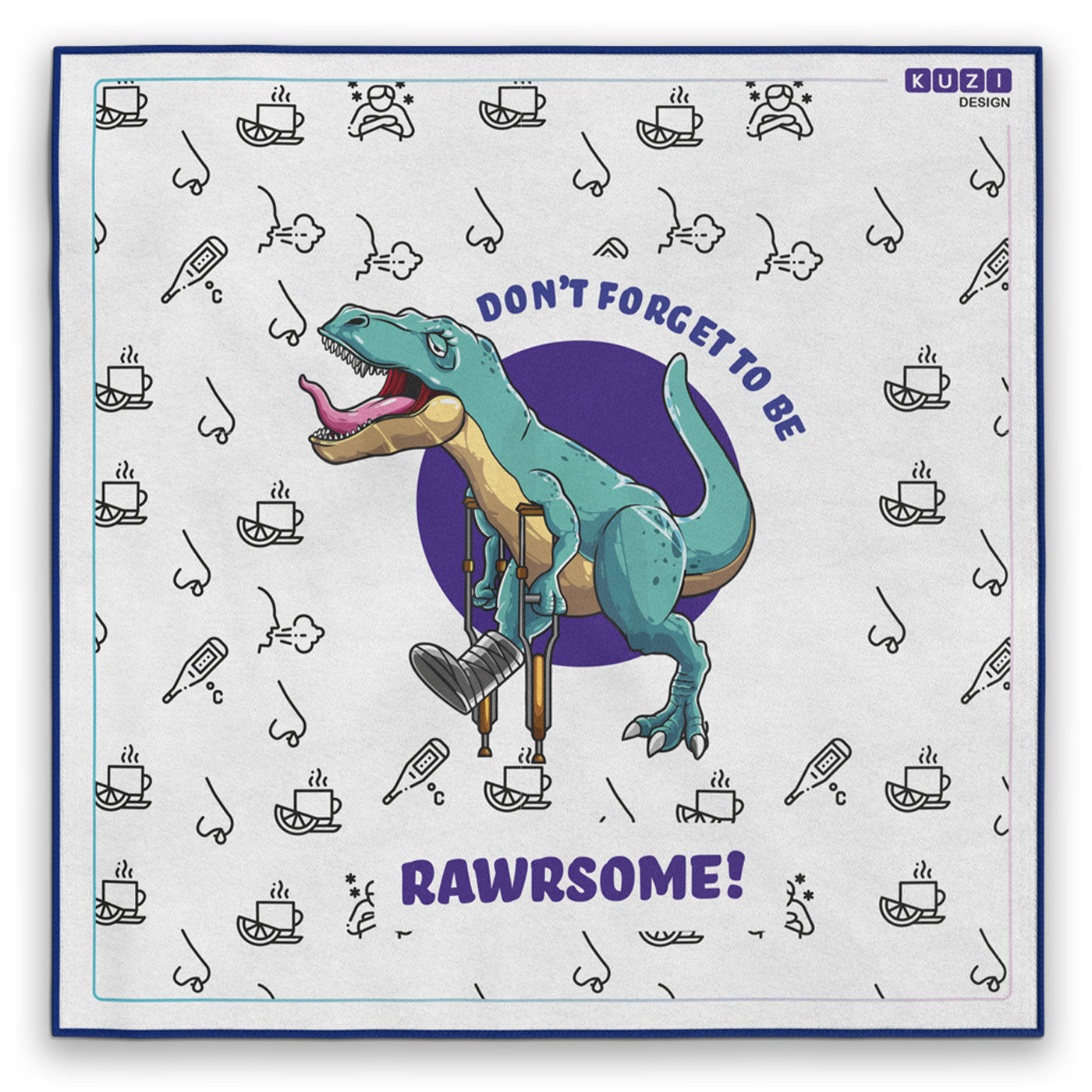T-rex handkerchief 100% Cotton Be cool be Rawrsome! - Kuzi Tees